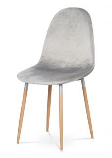 Autronic - Jídelní židle, stříbrná sametová látka, kov dekor buk - CT-622 SIL4