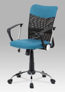 Autronic - Juniorská kancelářská židle, modrá látka, černá MESH, houpací mech, kříž chrom - KA-V202 BLUE