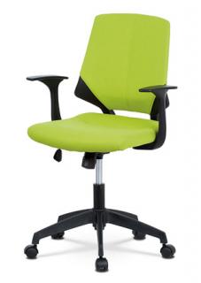 Autronic - Juniorská kancelářská židle, potah zelenožlutá látka, černý plast, houpací mecha - KA-R204 GRN