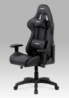 Autronic - Kancelářská židle houpací mech., černá koženka, plast. kříž - KA-F03 BK