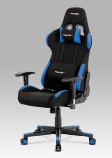 Autronic - Kancelářská židle, modrá-černá látka, houpací mech, plastový kříž - KA-F02 BLUE