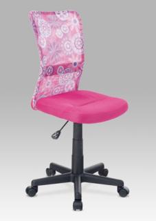 Autronic - Kancelářská židle, růžová mesh, plastový kříž, síťovina motiv - KA-2325 PINK