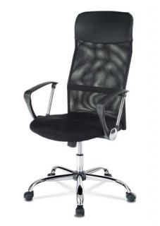 Autronic - Kancelářská židle s podhlavníkem z ekokůže, potah černá látka  MESH a síťovina M - KA-E305 BK