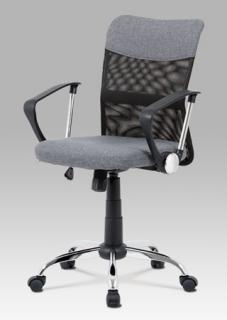 Autronic - Kancelářská židle, šedá látka, černá MESH, houpací mech, kříž chrom - KA-V202 GREY