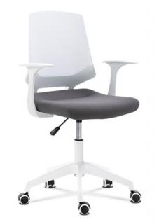 Autronic - Kancelářská židle, sedák šedá látka, bílý PP plast, výškově nastavitelná - KA-R202 GREY