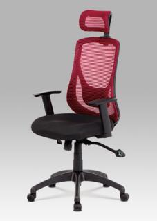 Autronic - Kancelářská židle, synchronní mech., černá + červená MESH, plast. kříž - KA-A186 RED