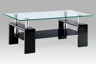 Autronic - Konferenční stolek 110x60x45 cm, černý lesk / čiré sklo 8 mm - AF-1024 BK
