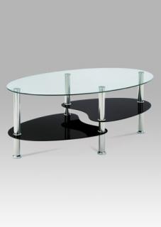 Autronic - Konferenční stolek, čiré sklo / černé sklo / leštěný nerez - GCT-302 GBK1