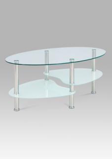 Autronic - Konferenční stolek, čiré sklo / mléčné sklo / leštěný nerez - GCT-301 MIL1