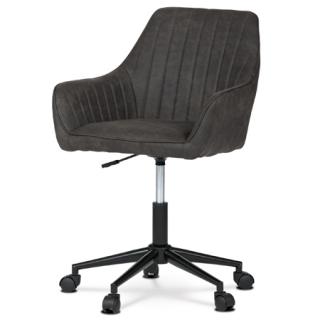 Autronic - Pracovní židle, potah černá vintage látka, výškově nastavitelná, černý kovový kříž - KA-J403 BK3