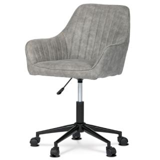 Autronic - Pracovní židle, potah šedá vintage látka, výškově nastavitelná, černý kovový kříž - KA-J403 GREY3