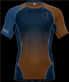 Crazy běžecké tričko Acceleration - pánské - tmavě modrá/hnědá Velikost: L