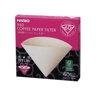 Filtry papírové nebělené Hario V60-03 40 ks