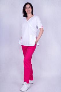 Zdravotnické kalhoty růžové s elastanem Velikost: 34