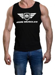 Nátělník IRON MUSCLES Barva: Černá, Logo: velké, Velikost: XL