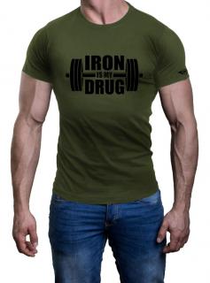 Tričko IRON IS MY DRUG Barva: Khaki, Velikost: XL