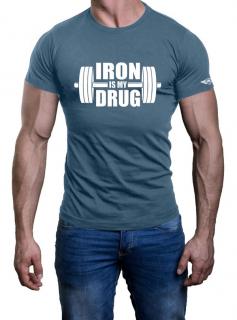 Tričko IRON IS MY DRUG Barva: Modrá, Velikost: XL