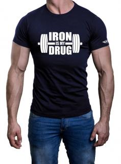 Tričko IRON IS MY DRUG Barva: Namořnická modrá, Velikost: L