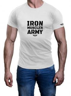 Tričko IRON MUSCLES ARMY Barva: Bílá, Velikost: L