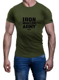 Tričko IRON MUSCLES ARMY Barva: Khaki, Velikost: L