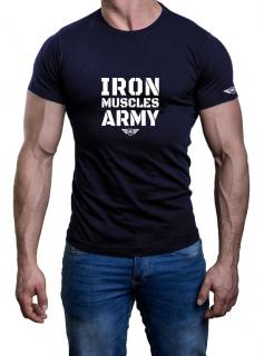 Tričko IRON MUSCLES ARMY Barva: Namořnická modrá, Velikost: M
