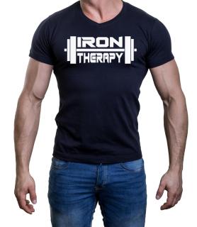Tričko s V-výstřihem IRON THERAPY Barva: Černá, Velikost: XL