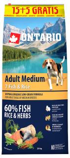 Ontario Adult Medium Fish & Rice 15+5 kg