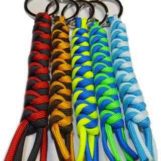 Paracord klíčenka kulatá CAMO NEON růžová