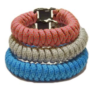 Paracord náramek kulatý Diamant růžová, L   -  19 - 20cm