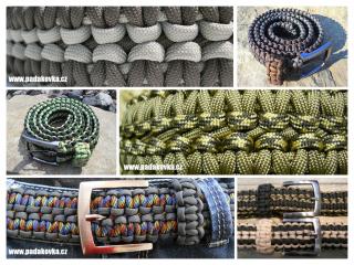 Paracord opasek - pánský Světle šedá, 100cm