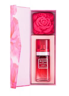 Dámský dárkový set glycerinové mýdlo kostka a parfém s růžovou vodou Rose of Bulgaria 25 ml