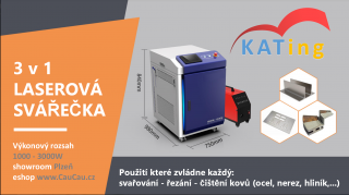 Laserová svářečka-čistička-řezačka 3v1 -  KATing LW-3W Výkon: 3000W