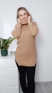 Béžový pletený svetr s rolákem Velikost: Univerzální velikost