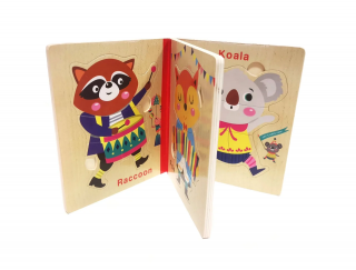 Dětské dřevěné puzzle kniha zvířátka