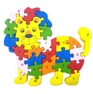 Dětské dřevěné vzdělávací puzzle lev