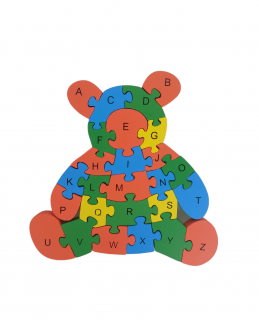 Dětské dřevěné vzdělávací puzzle medvěd barevný