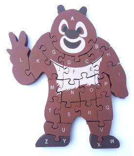 Dětské dřevěné vzdělávací puzzle medvěd hnědý