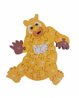 Dětské dřevěné vzdělávací puzzle medvěd žlutý