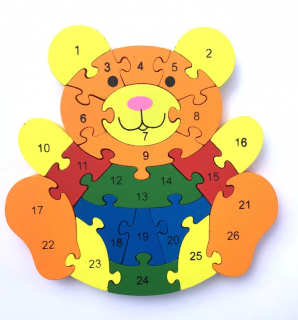 Dětské dřevěné vzdělávací puzzle medvídek
