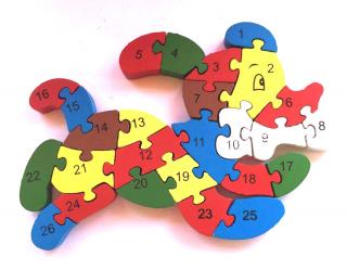 Dětské dřevěné vzdělávací puzzle pejsek