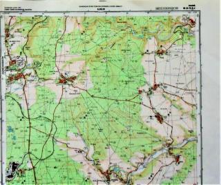 Mapa generálního štábu ČSLA  - KAZNĚJOV 1 : 25 000