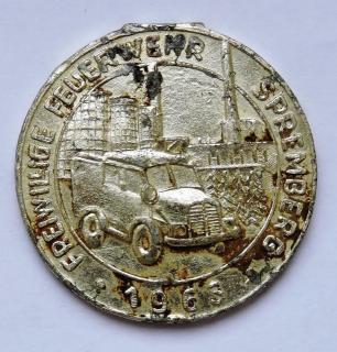 Medaile Feuerwehr 1863 - 1963 - poškozená