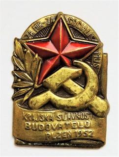 Odznak - Krajská slavnost budovatelů Plzeň 1952