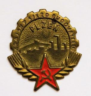 Odznak - Krajský sjezd budovatelů Plzeň