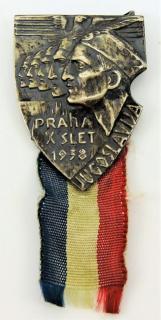 Odznak pro účastníky X. všesokolského sletu z Jugoslavie 1938