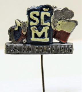 Odznak SČM - 1sjezd 1946 - Poškozený
