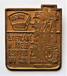 Odznak SSM - 5. Setkání mládeže resortu MV ČSR - MOST 1985
