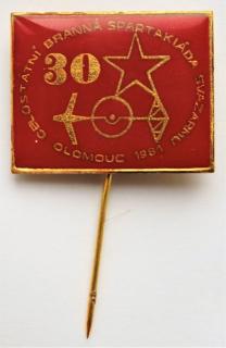 Odznak SVAZARM celostatní branná spartakiáda Olomouc 1981 - Červeno zlatý