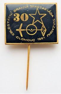 Odznak SVAZARM celostatní branná spartakiáda Olomouc 1981 - Modro zlatý