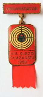 Odznak SVAZARM ORGANIZÁTOR VIII. Sjezd SVAZARMU 1988 - červený